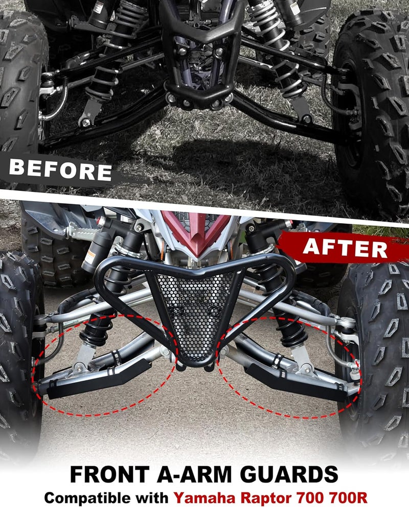 POKIAUTO A Arm Skid Plate for Yamaha Raptor 700 700R, Front Heavy-Duty Aluminum A-Arm Guards Arms Protector for Yamaha Raptor YFM 700 700R 2006-2025 Accessories (2PCS) - Image 2